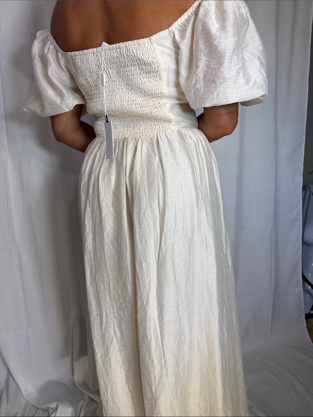 Astr One-Shoulder Ivory Midi Dress with Corset Bodice - Picture 9 of 9